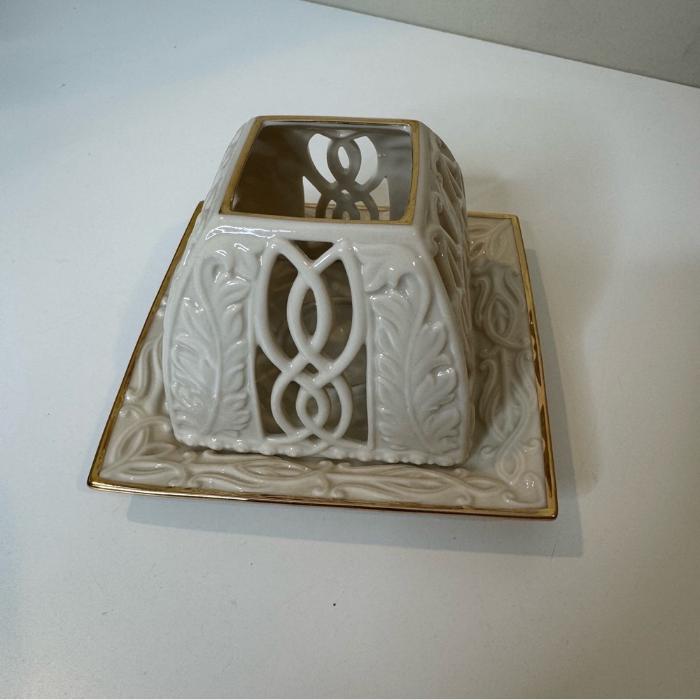 Lenox Illuminations Pierced Tealight Votive Holder with a square base